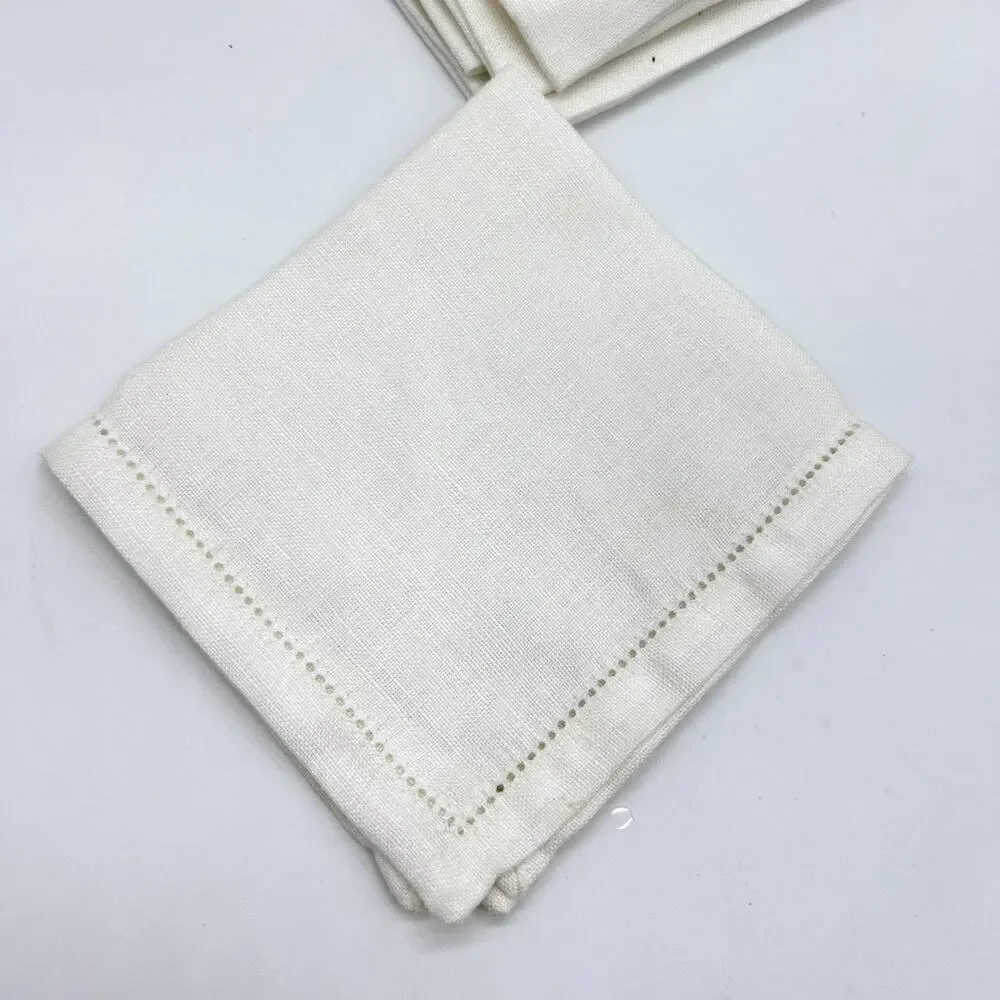 Vintage Irish Linen Cocktail Napkins Nordstrom White Square Set of 6 NWT NOS